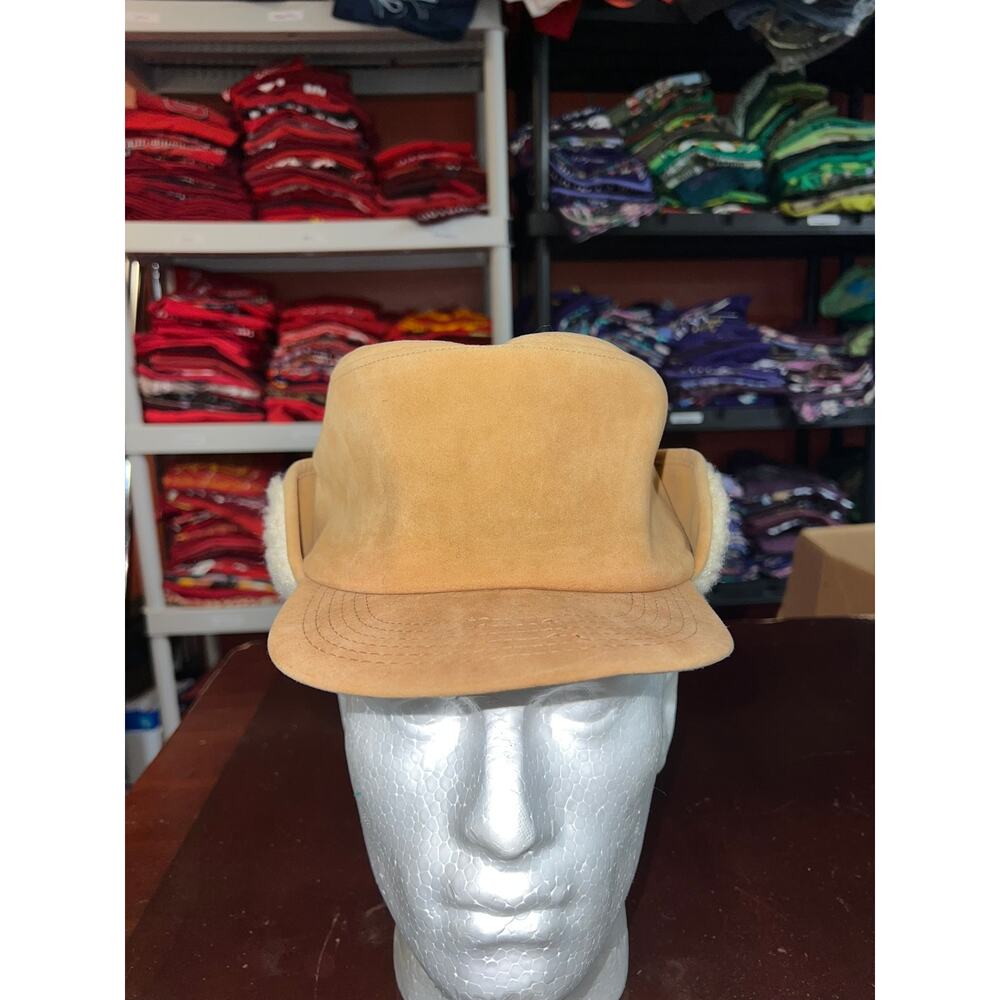 Vintage Trapper Hat Sheepskin Suede K-Brand 1980s 80s Deadstock VTG Vintage OS